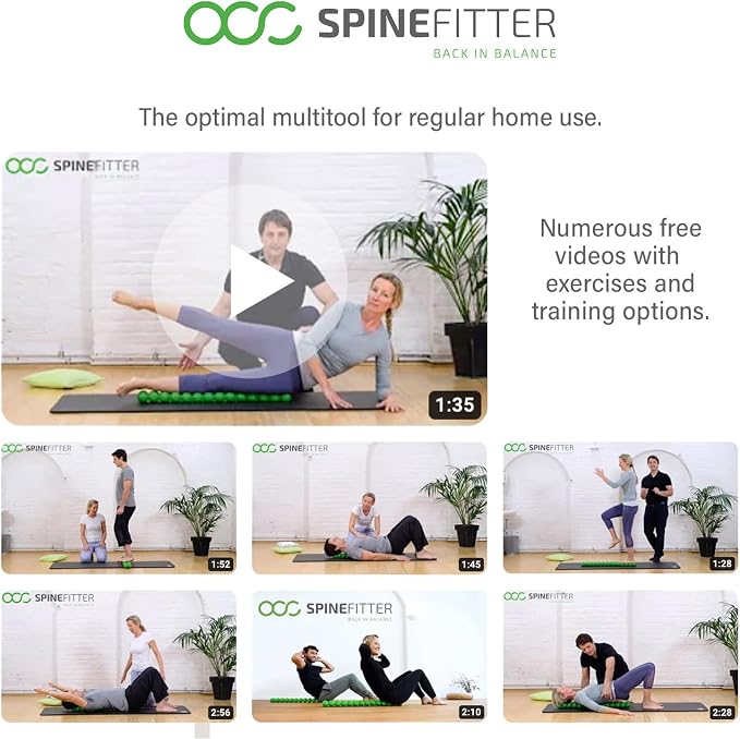 SPINEFITTER by SISSEL | Massage Device for Back & Balance | Back Trainer Relieves Tension & Blockages | Ideal for Pilates and Yoga | for Relaxation of The Spine | for Home & Professional (Black)
