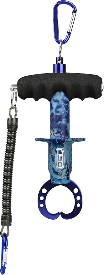 EGO Mini Fish Gripper Tool with Magnetic Release, Extra Wide Jaw, Ergonomic Foam Grip, Aluminum Body, Ideal Fish Lip Gripper for Freshwater and Saltwater, Fishing Gear Compact & Lightweight