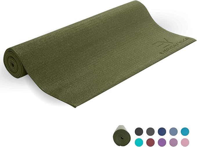 𝗘𝘃𝗲𝗿𝘆𝗱𝗮𝘆 𝗬𝗼𝗴𝗮 Deluxe Mat and Yoga Foam Block Set - Non Slip, Eco Friendly, Anti-Tear, 5mm Thickness for Yoga - Dark Olive