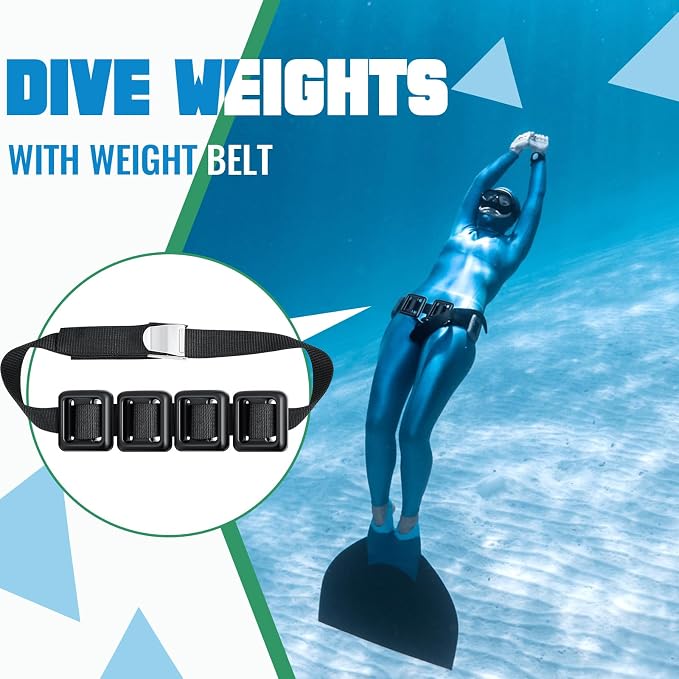 Tellegloww 4 Pcs Dive Weights Belt for Scuba Diving Coated Dive Weights Nylon Dive Belt with Metal Quick Release Buckle for Free Diving Spear Fishing