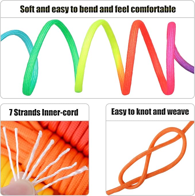 Paracord Bracelets Kit - 30 Colors 4mm & 6 Colors 2mm Paracord with FID, Craft Kit for Kids & Adults Making Various Projects