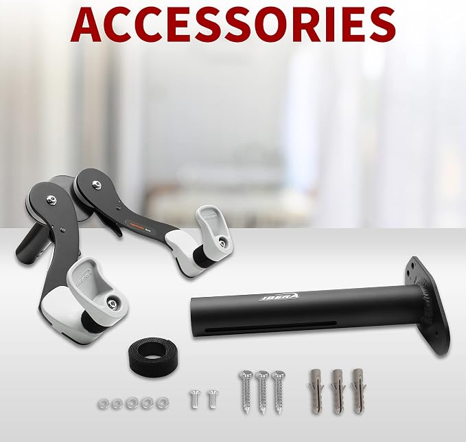 Ibera Bike Wall Mount - Adjustable Frame Holder & Soft Rubber Cradles - Garage Bike Rack for Road, MTB, Kids, Hybrid Bikes - Easy Installation & Space-Saving Design