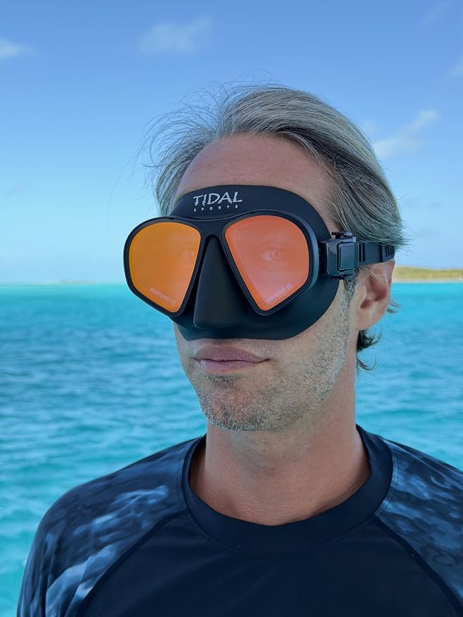 Tidal Freedive Mask - Aluma Pro with Advanced Anti-Fog Technology. Ultra Low Volume Mask for Freediving, Snorkeling and Scuba Diving. Tempered Glass Lens.