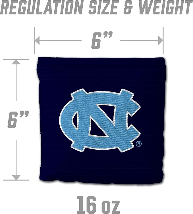 YouTheFan Officially-Licensed NCAA Set of 8 Cornhole Bags - All Weather Dual Sided Slide & Stop - Regulation Size with Carry case