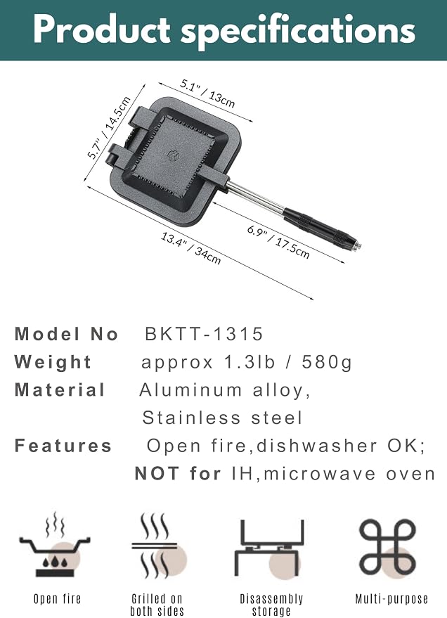 camping moon Sandwich Maker Hot Sand Single Burner Gas Fire Open Fire Compact Aluminum TT-1315 (Black)