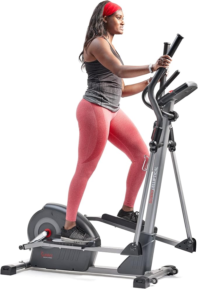 Sunny Health & Fitness Upright Elliptical Machine, Full Body Cardio Exercise Equipment with Adjustable Resistance, Arm and Leg Workout Machine, SunnyFit App via Bluetooth