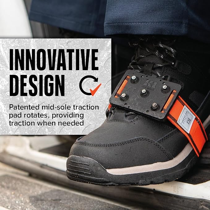 K1 Mid-Sole Ice Cleats for Men & Women - Rotatable Traction Aids For Winter Snow - Hi Vis - Low Profile