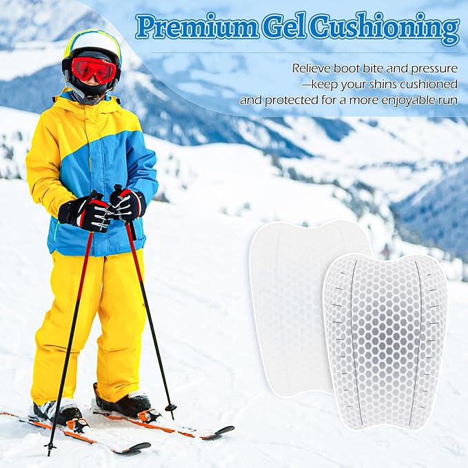 2/4/6/8 Pcs Ski Shin Guards for Boots, Gel Shin Pads for Ski & Snowboard, Lightweight Reusable Shin Protectors for Pressure Relief