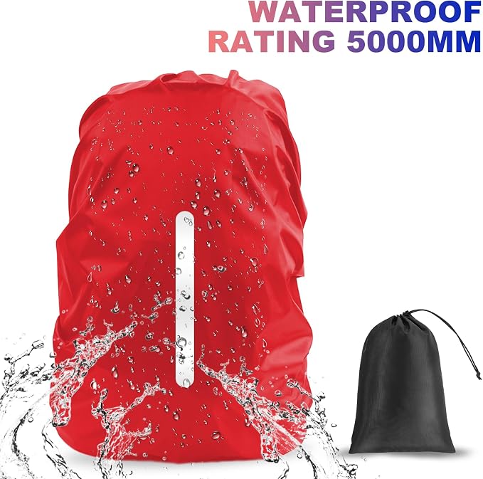 LAMA 2 Pack Waterproof Rain Cover for Backpack, Reflective Rucksack Rain Cover for Anti-Dust/Anti-Theft/Bicycling/Hiking/Camping/Traveling,M Size (for 30L-40L Backpack), 1 Pcs Dark Blue + 1 Pcs Red
