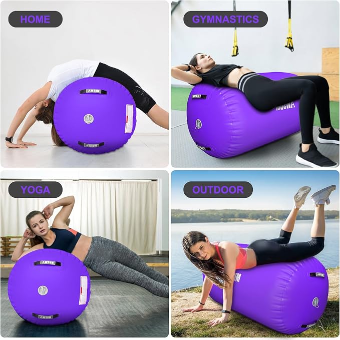 AWSUM Gymnastics Barrel Tumbling Equipment Air Roller Training Inflatable Back Handspring Trainer for Octagon Tumble Mat Gym Cheerleading Home Use 1 PCS，No Electric Pump