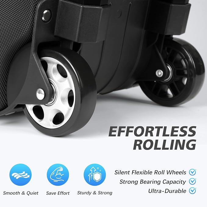 3 Ball Bowling Bags with Wheels, Premium Bowling Bags 3 Ball Roller - 900D Reinforced Oxford, Bowling Ball Bag with Large Separate Shoe Compartment & Accessory Pocket