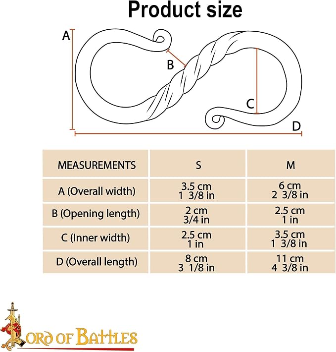 Lord of Battles Twisted Hand Forged Iron S-Hooks Set of 20- Medieval Rustic Twisted Black S-Shaped Heavy Duty Hanging Hooks for Kitchen, Camping, Garden & Home