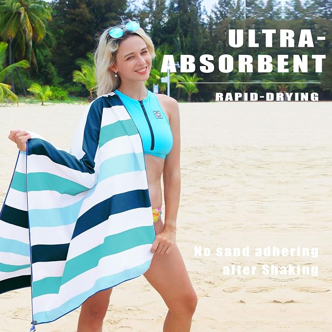 Exclusivo Mezcla 6 Pack Microfiber Quick Dry Beach Towels, Large Lightweight Sandfree Pool Towels for Swimming Camping Travel with Bag (Mixed Color, 30x60 Inches)