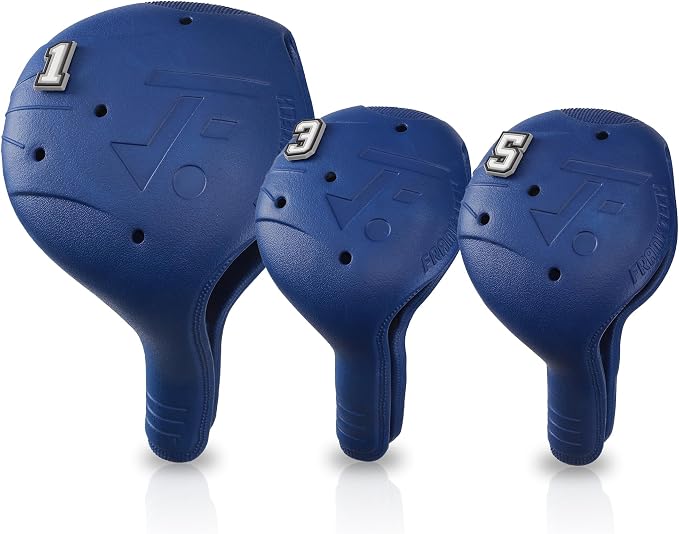 Snap-On Golf Club Covers for Right-Handed Golf Clubs, Easy On Off in 1 Second, Fits 460cc Drivers, Washable EVA Plastic with Shaft Lock, DIY Pins for Customization