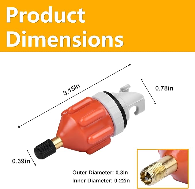 2PCS Universal SUP Pump Adapter, Quick Inflate Leak-Proof Seal, Fits Stand Up Paddle Board, Inflatable Boat, Kayak