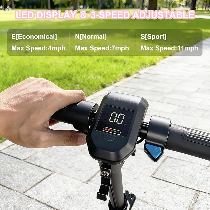 Electric Scooter for Kids Ages 8-15,180W Motor,11 MPH Max Speed & 15 Miles,Adjustable Height & Speed,Colorful Lights,LED Display,UL2272,Foldable Kids Electric Scooter 155 Lbs Max Load