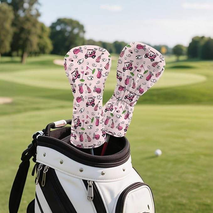 Rnyleeg Golf Club Head Covers for Women Driver Head Cover Leather Fairway Wood Headcover Hybrid Headcovers for Golf Clubs