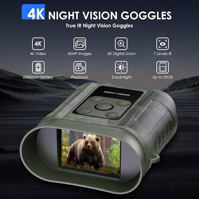 Gifts for Men and Teen Boys,Night Vision Goggles,Night Vision Binoculars,32GB Card Included, Photo/Video Capture,Outdoor Tools for Education, Wildlife Watching,Birthday Gifts for Boy,Men,Gift for Dad