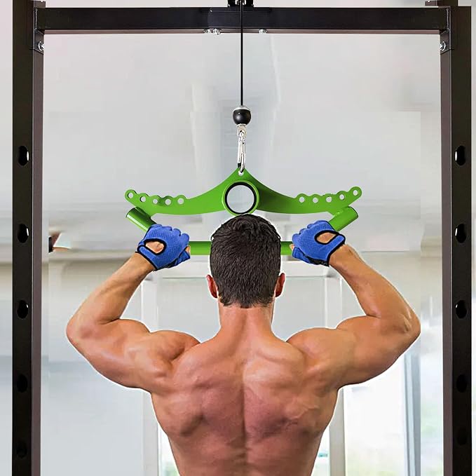 Adjustable Lat Pull down Bar, Cable Machine Attachments for Gym, Home Gym Fitness T-bar Row Pulldown Attachments, Lat Pull Down Machine Wide Grip Neutral Grip Handle