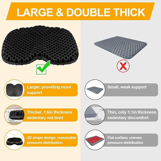 Anti Slip Kayak Seat Cushion,Thick Waterproof Seat Cushion Kayak Gel Seat Pad With Non-Slip Cover For Sit In Kayak Inflatable Kayak Canoe & Boat Kayak Accessories For Fishing Water Sports Outdoors