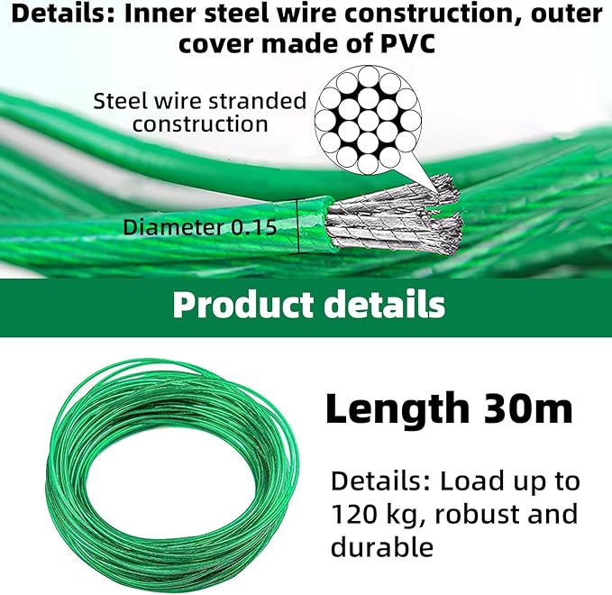 Extra Strong 100ft Washing Line - Outdoor Washing Line, Waterproof and Rustproof, Extremely High Load Capacity, Suitable for Gardens and Balconies (4mm Diameter)