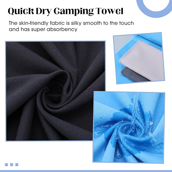 Batiyeer 6 Pcs Quick Dry Camping Towel Set 3 Sizes Microfiber Travel Towel with 2 Mesh Bags, Lightweight Ultra Absorbent Gym Beach Towels for Swimming, Hiking, Yoga, Backpacking, 6 Colors(Neutral)