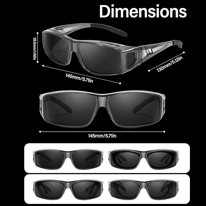 LVIOE Over Glasses Sunglasses Wrap Around Polarized Sunglasses for Men Women Fit Over Prescription Glasses with UV Protection