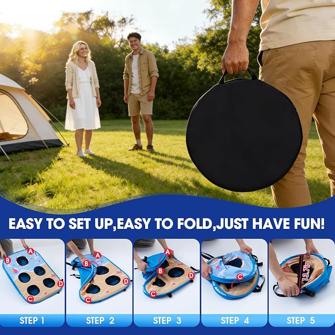 Pool Cornhole Board Set, Corn Hole Games Floating for Adults, 3ft x 2ft Cornhole Set Game Water and Land Dual-Use, Swimming Pool Toys for Family, Portable Beach/Lawn/Lake Toys