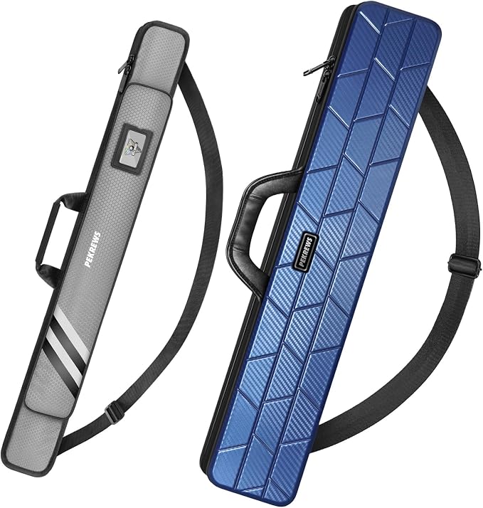 PEKREWS 1x1 Soft Cue Bag Grey & 4x4 Hard Pool Cue Case Blue Set