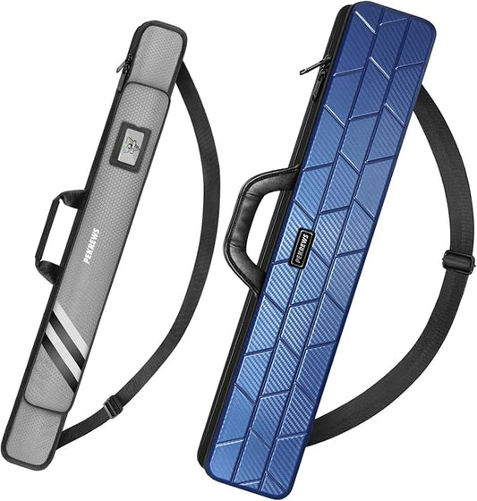 PEKREWS 1x1 Soft Cue Bag Grey & 4x4 Hard Pool Cue Case Blue Set
