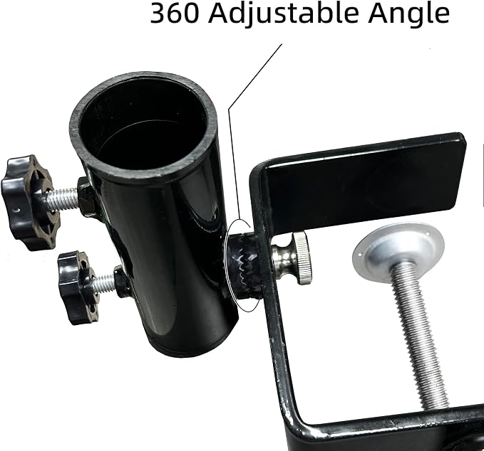 AMMSUN Heavy Duty Upgraded Patio Umbrella Clamp Clip Steel Umbrella Stand Holder Fit Square Balcony Railings Mount Attaches to Fence Post Railing Bleachers Benches Tailgates Outdoor, 2.62 lbs