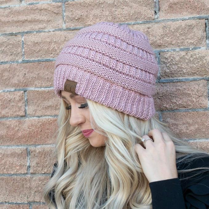 Funky Junque Matching 2 Pack Regular Beanie Matching Scarf Winter Set Bundle - Indi Pink (Solid)