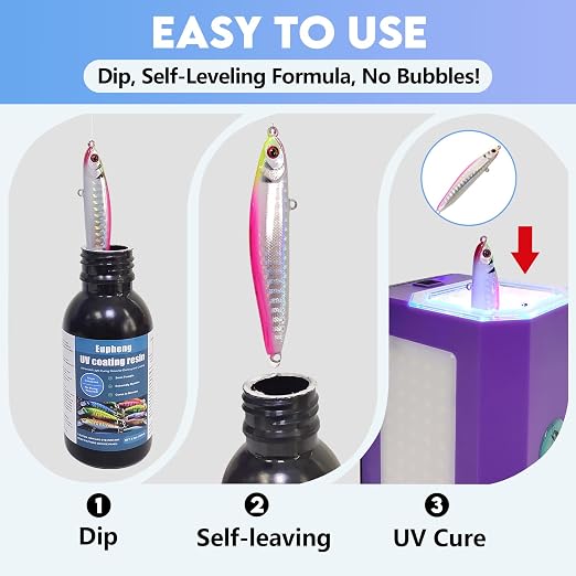 Eupheng Fishing Lure UV Coating Resin, Fast Cure, High Gloss Finish Ideal for Resin Art Projects