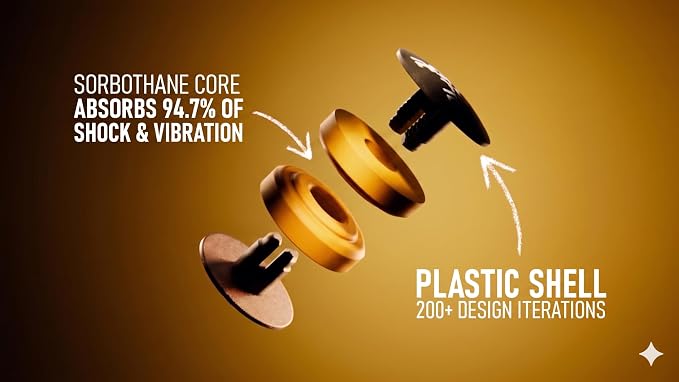 RTP Tennis Racket Vibration Dampener - ShockSorb Original or Ultrasoft V3 The Only Dampener Made for Pain Relief - Handcrafted with Patented Material Sorbothane Made in USA - 1 Pack Limited Warranty