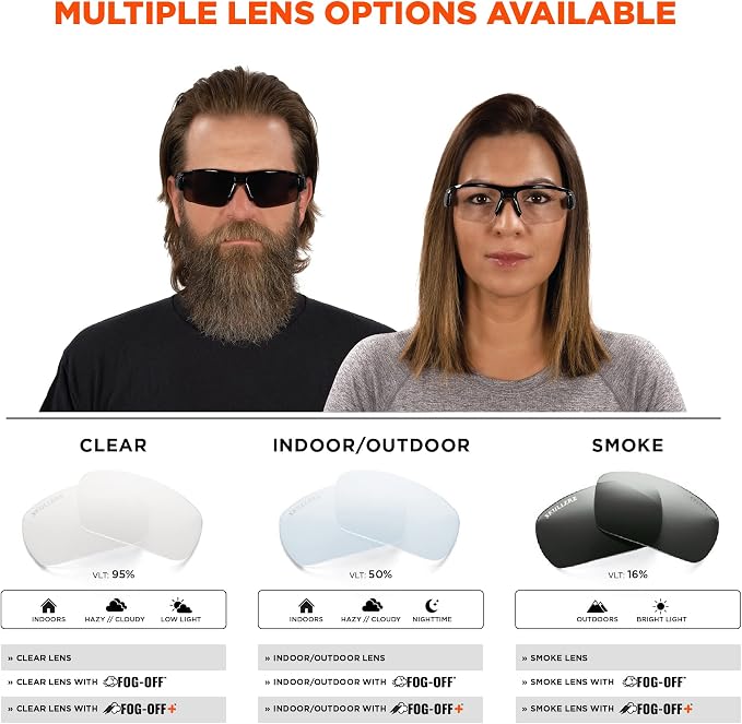 Ergodyne Skullerz DAGR Anti Scratch Safety Glasses, Anti-Fog, ANSI z87.1