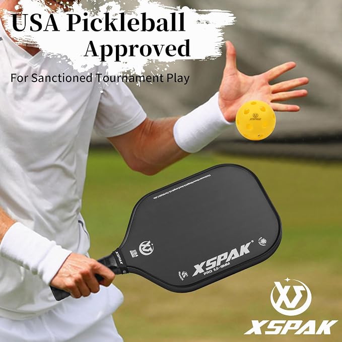 Carbon Fiber Pickleball Paddle - Tournament Edition - World Champion Surface Technology Options Pickleball Racket - USAPA Polypropylene Honeycomb Paddle with Cushion Comfort Grip