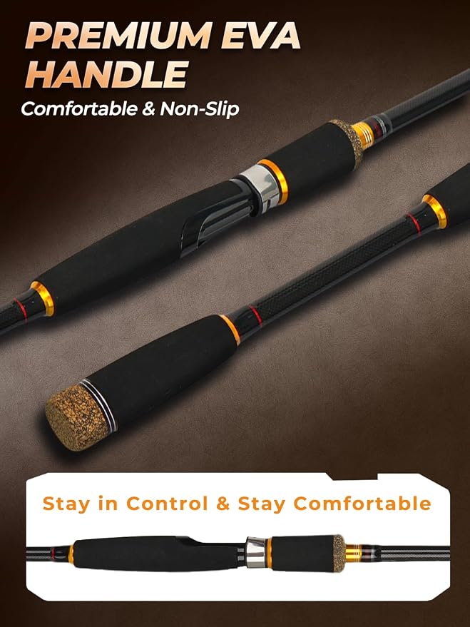 Jenseits 7FT Fishing Rod，Telescopic & 4-Piece Fishing Pole, Spin & Cast | 24T Carbon Fiber, Comfortable EVA Handle, Ceramic Guides, Bass, Trout, Catfish, Freshwater & Inshore，Fishing Gift for Men