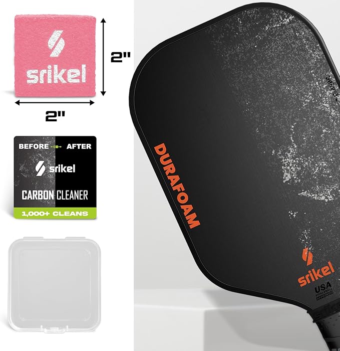 Pickleball – Paddle Cleaner Eraser with Carrying Storage Case, Premium Carbon Fiber Pickle Ball Racket Cleaner, Fast & Easy Rubber Eraser Removes Ball Residue, Dirt & Scratches