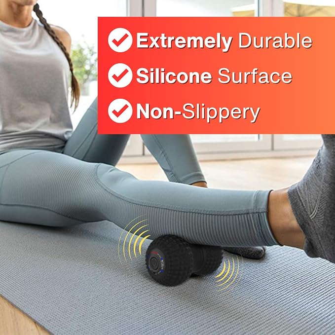 ZeenKind Vibrating Peanut Massage Ball Plantar Fasciitis Muscle Pain Relief | Portable Foot Roller Massager for Deep Tissue Therapy Muscle Pain Myofascial Release, 4 Vibration Speed