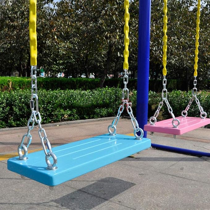 Swing Chains (2) Fully Coated for Swing Set with 4 Free Quick Links Anti-Rust Iron Link Chains Playground Kids Tree Swing Seat Accessories and Replacement Support 660 Lb (Yellow)