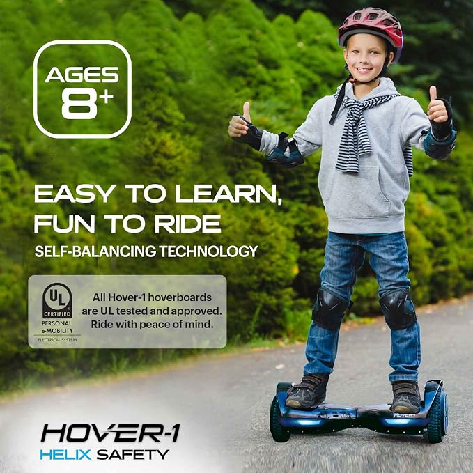 Hover-1 Helix Electric Self Balancing Scooter with 7MPH Top Speed, 4 Mile Range, 6HR Full-Charge, Built-in Bluetooth Speaker, Rider Modes: Beginner to Expert