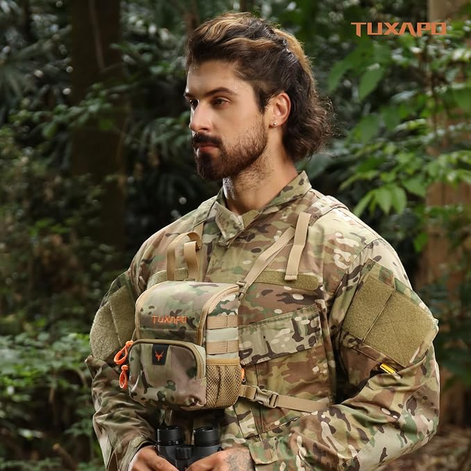 Binocular Harness Chest Pack with Rangefinder Pouch Rain Cover Bino Case for Hunting Hiking Shooting