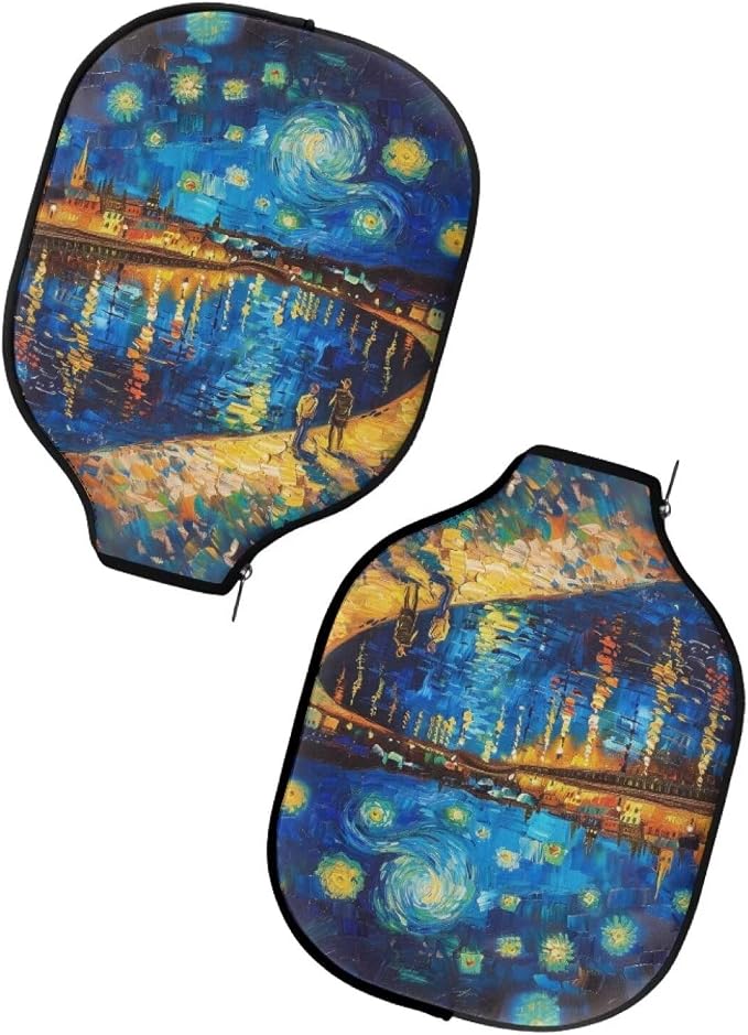 Starry Night 4 Pieces Pickle Ball Paddles Cover Lightweight Pickleball Racket Sleeve Zippered Pickleball Paddle Case Portable Racket Cover for Pickleball Fits Most Rackets 8.7 X 11.4 Inch