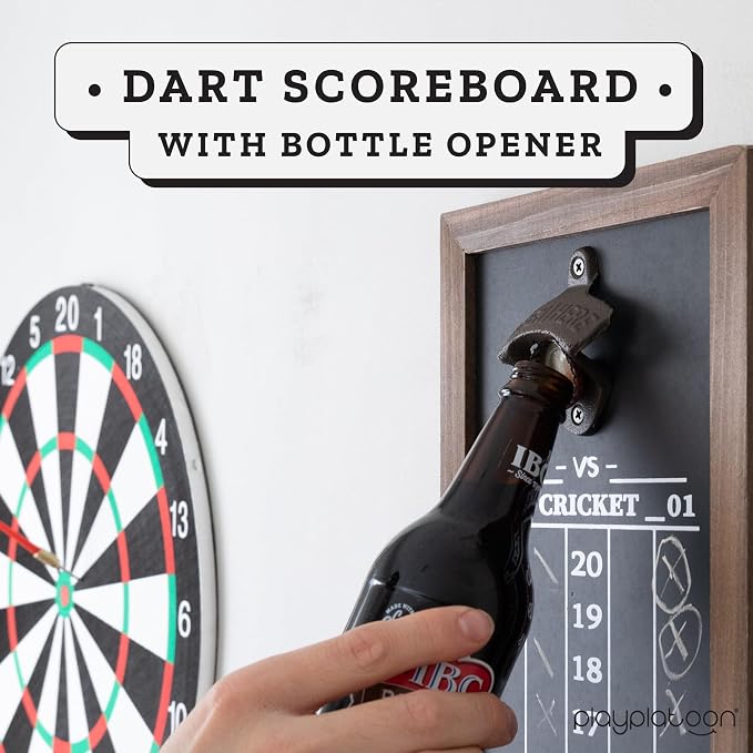 Play Platoon Dart Scoreboard & Darts Holder Wall Mount - Wood Score Board, Professional Darts Accessories, Dart Holder