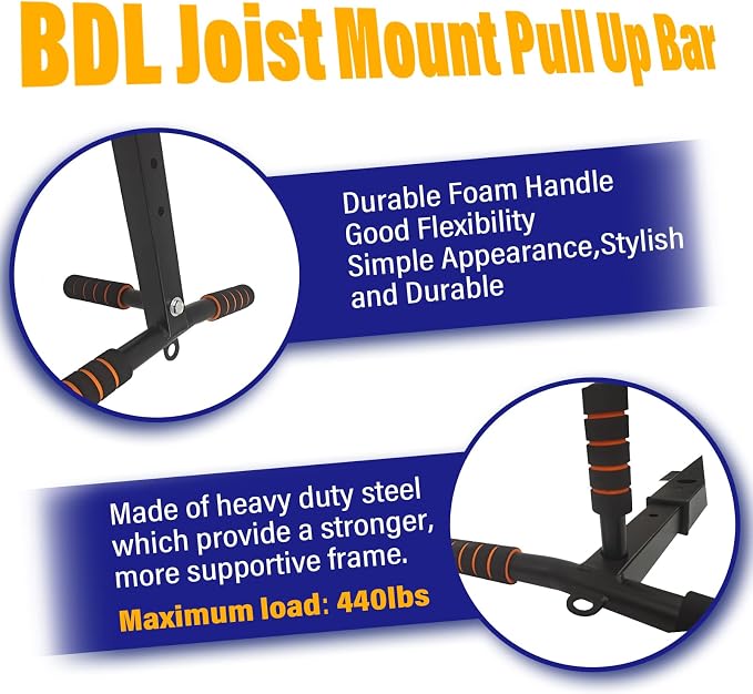 BDL Wall Mounted Pull Up Bar Chin Up bar Multifunctional Dip Station for Indoor Home Gym Workout, Power Tower Set Training Equipment Fitness Dip Stand Supports to 440 Lbs（2 Types）
