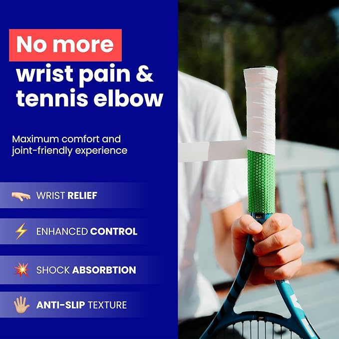 ROCKETGRIP Octopus Tennis Racket Grip with Applicator (2-Pack) – Soft Silicone Tennis Grip – Cushioned, Sweat-Resistant Tennis Equipment – Vibration Dampening Tennis Accessories (Red)