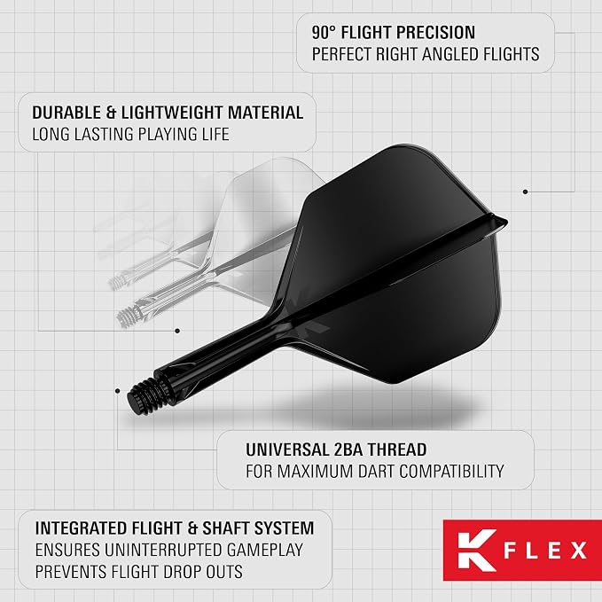 Target Darts K-Flex Integrated Dart Flights and Shafts, Kflex 9 Pack Bundle, Multipack - K Flex 3 Colours | Black, White, Clear, Red, Green, Blue, Pink, Orange, Yellow | Short, Intermediate, Medium