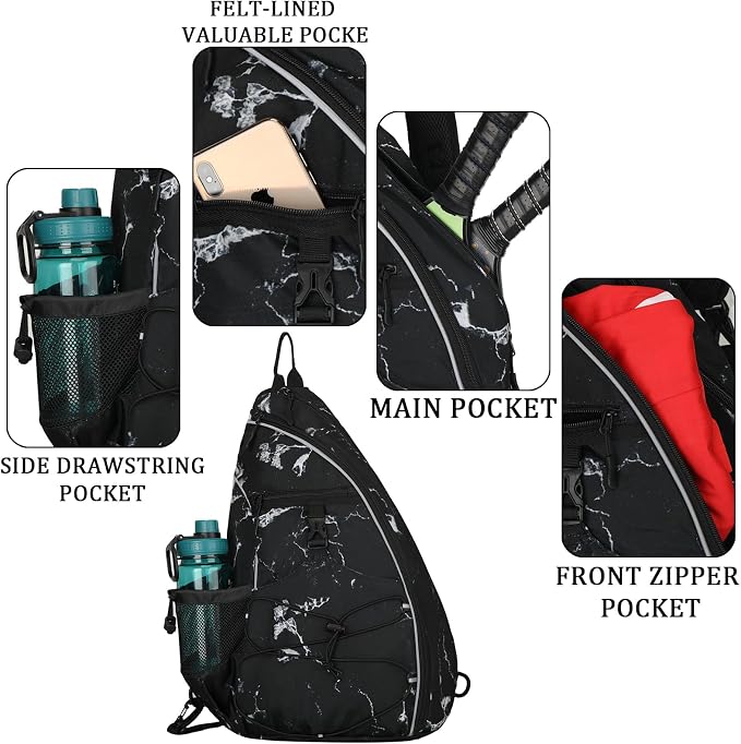 Goloni Pickleball Sling Bag for Men Women, Lightweight Pickleball Backpack with Fence Hook