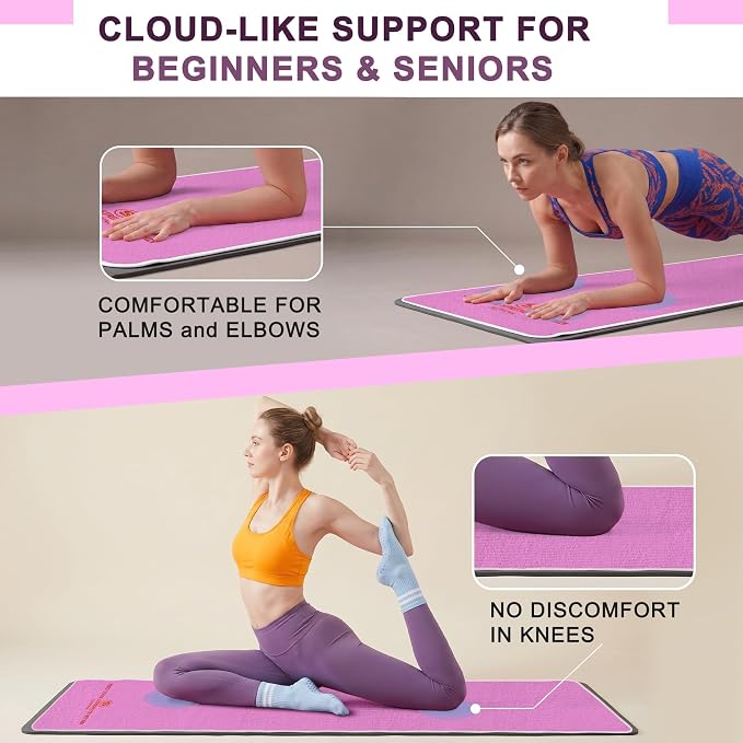 Upgraded Yoga Mat Towel with Bonus Grip Socks, Orchid Purple | Elegant Embroidered, 1-Second Sweat Absorption & Non-Slip | Machine Washable Microfiber | Hot Yoga, Pilates | 73''*27.6''