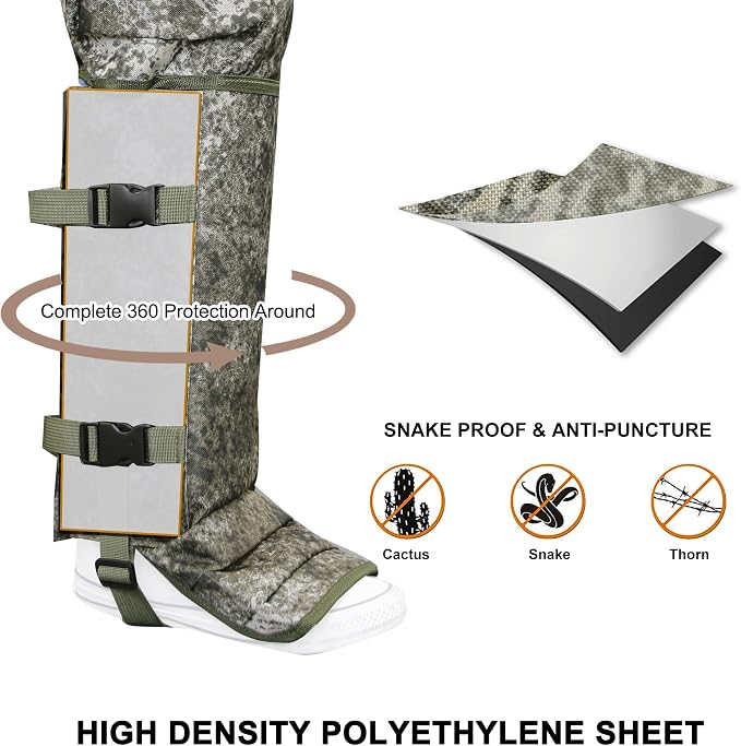 Snake Gaiters and Chaps for Men and Women - Waterproof Guards, Adjustable Protection for Legs